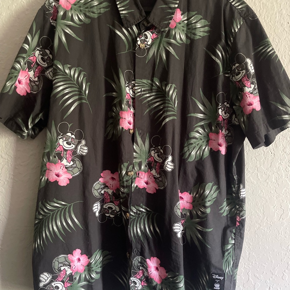 Neff Black and Pink Tropical Men's Shirt